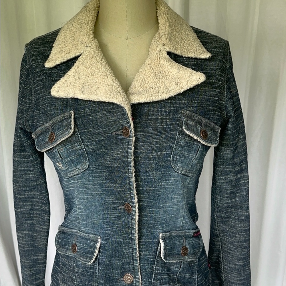 Ezekiel Blue Denim Jacket with Cream Fleece Collar